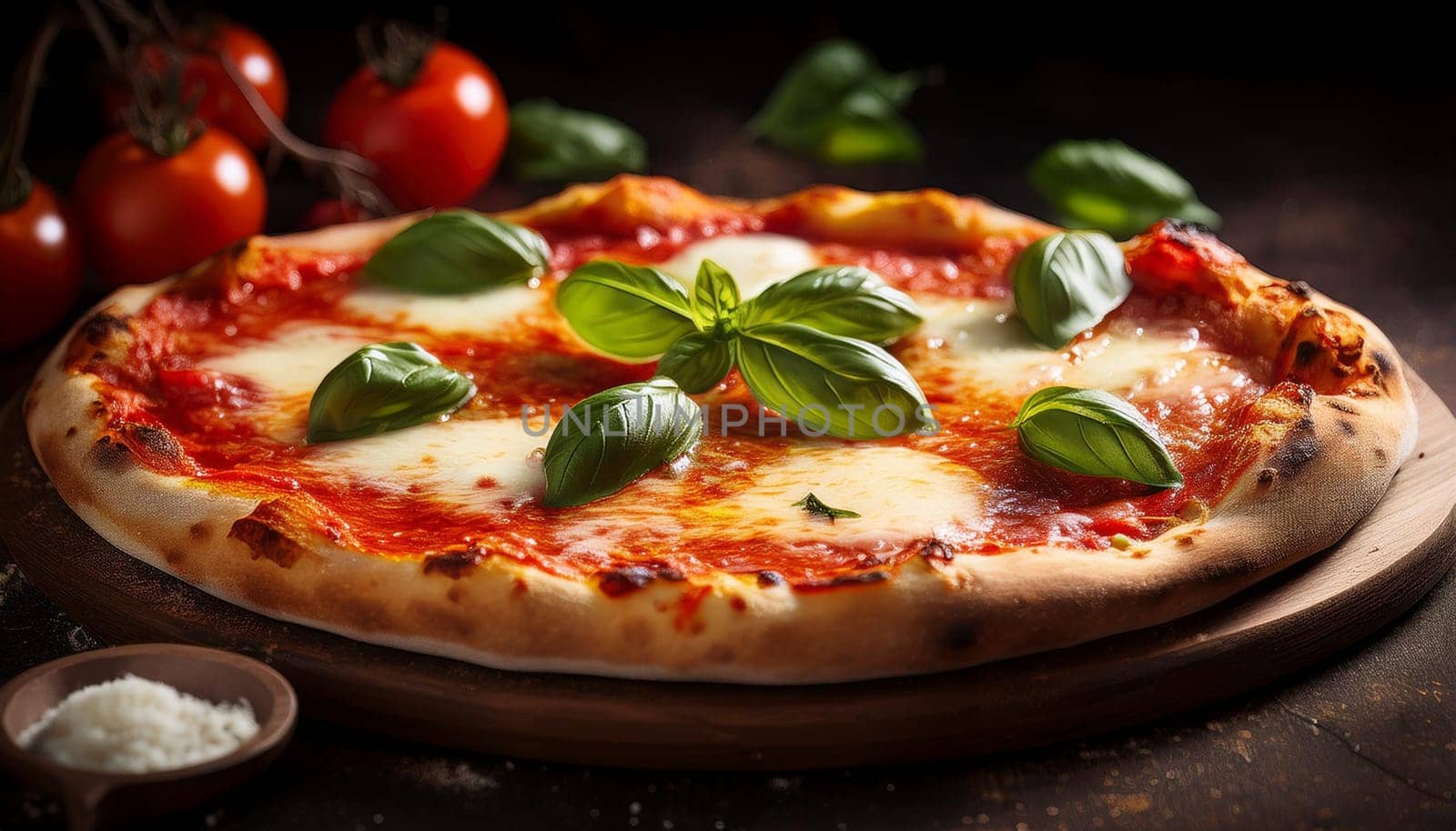 pizza margherita baked food, AI generated image