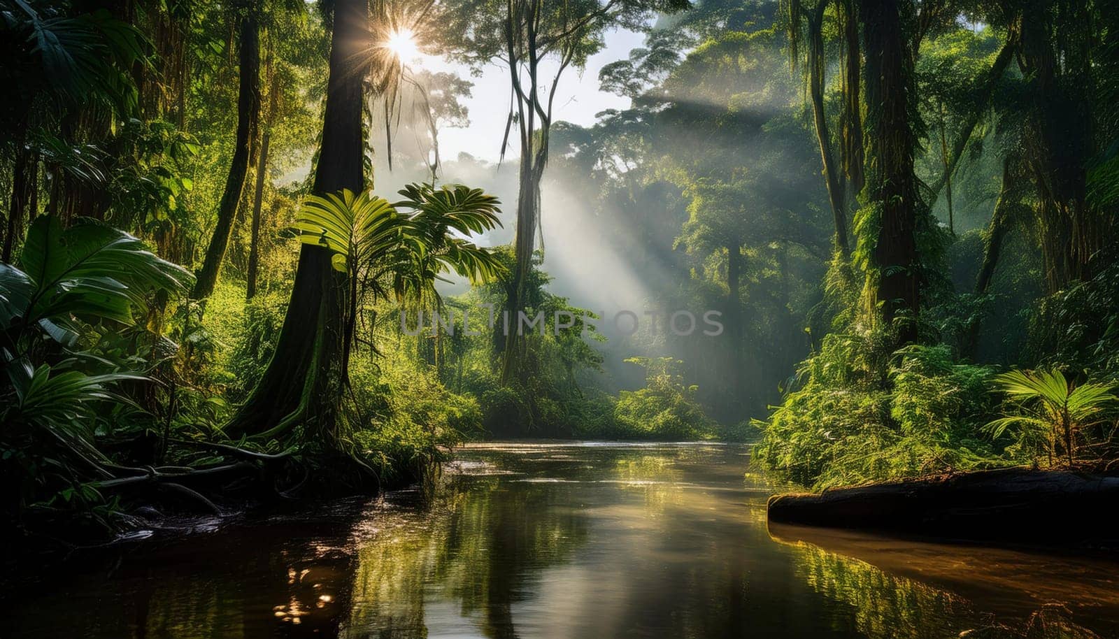 amazon rainforest jungle landscape, AI generated image