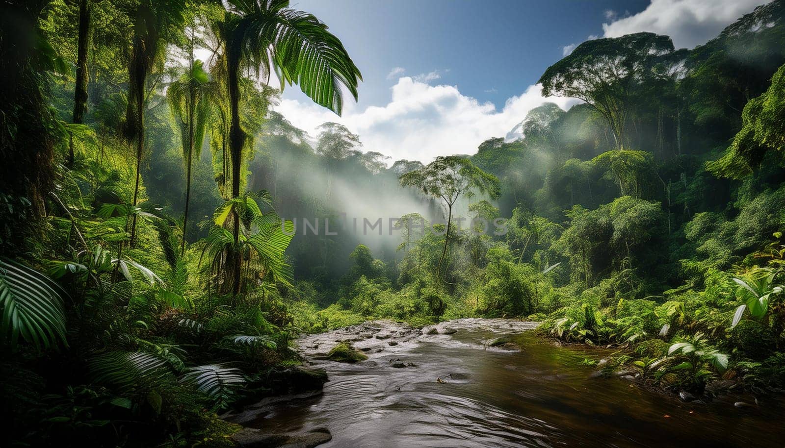amazon rainforest jungle landscape, AI generated image