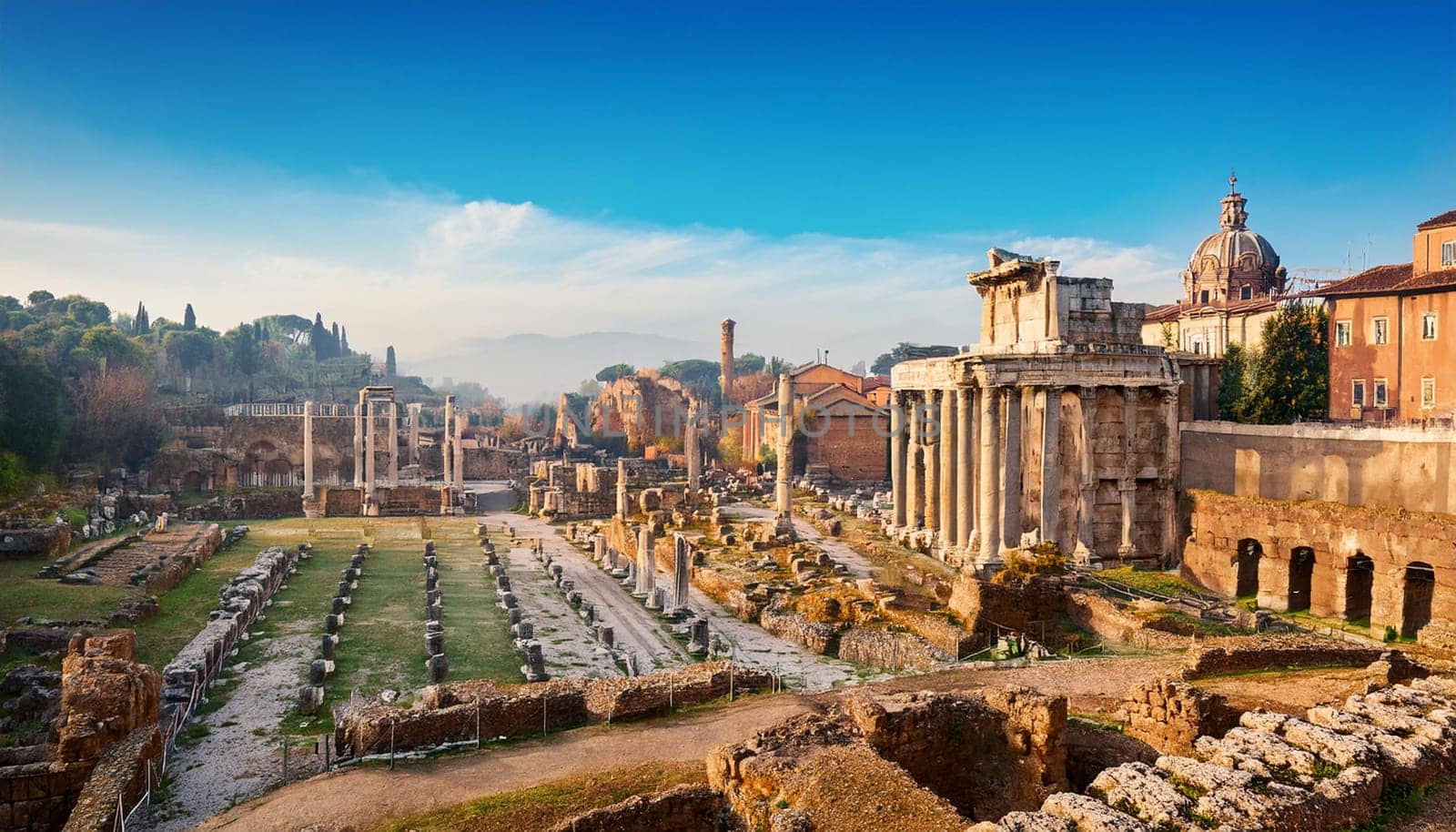 ruins of ancient roman city, AI generated image
