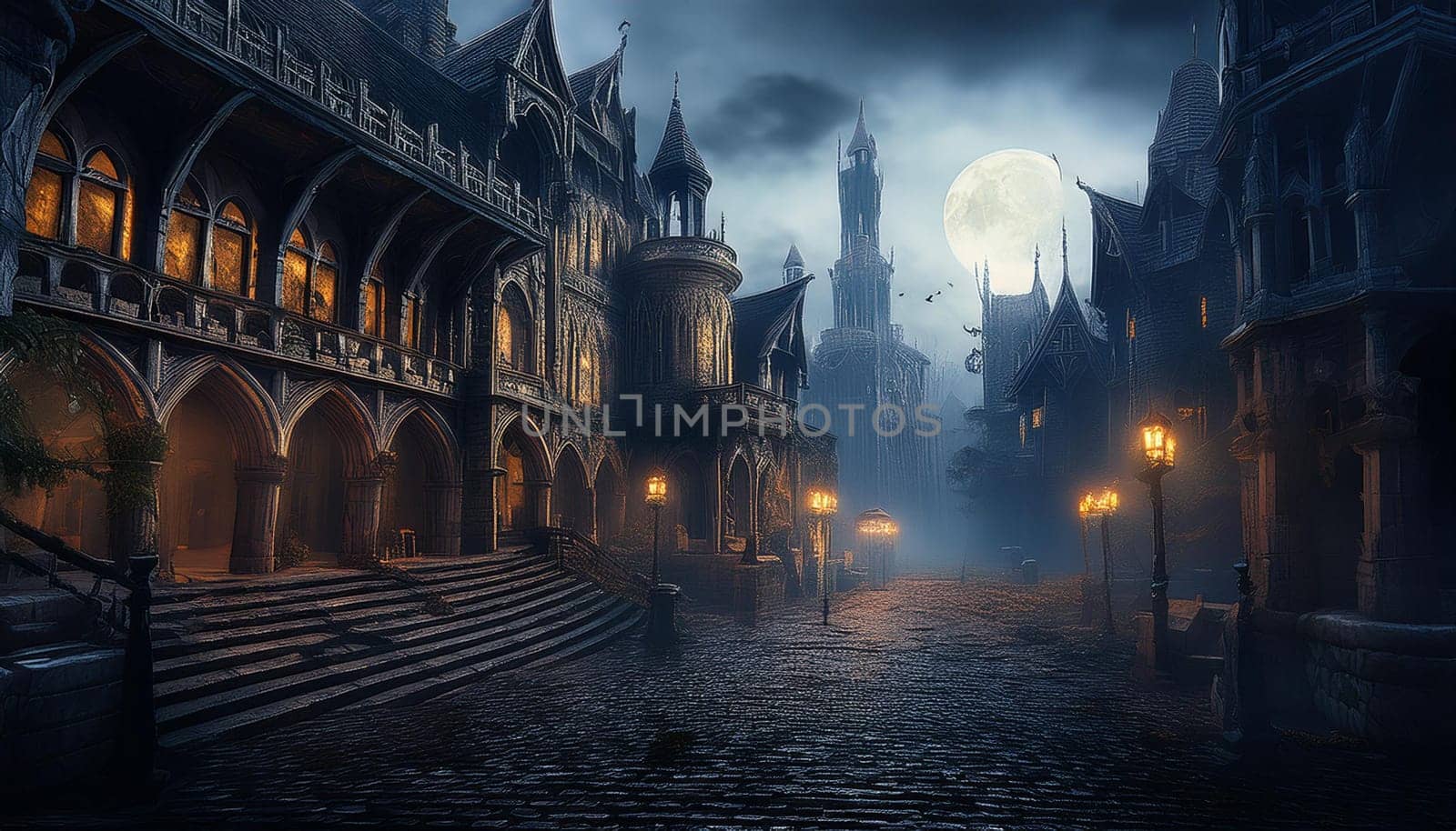abandoned town ghost city background, AI generated image
