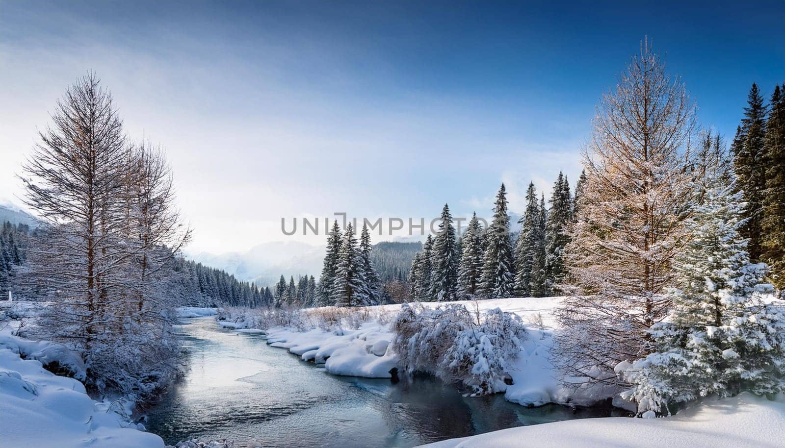 natural seasonal scene in winter, AI generated image