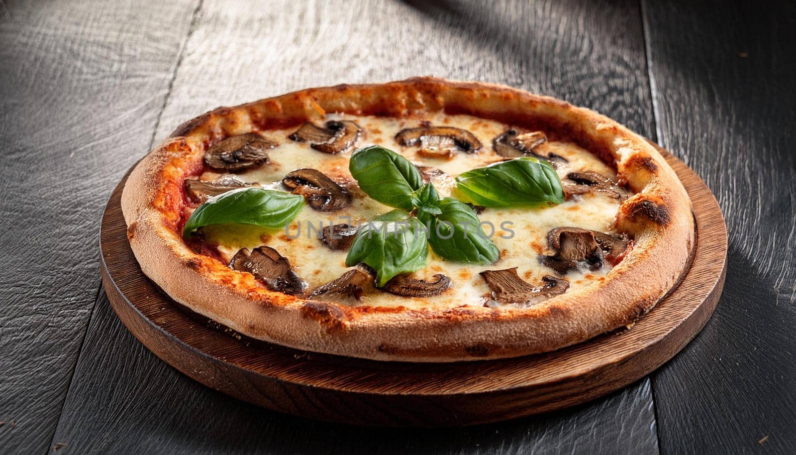 mushroom pizza traditional italian food, AI generated image