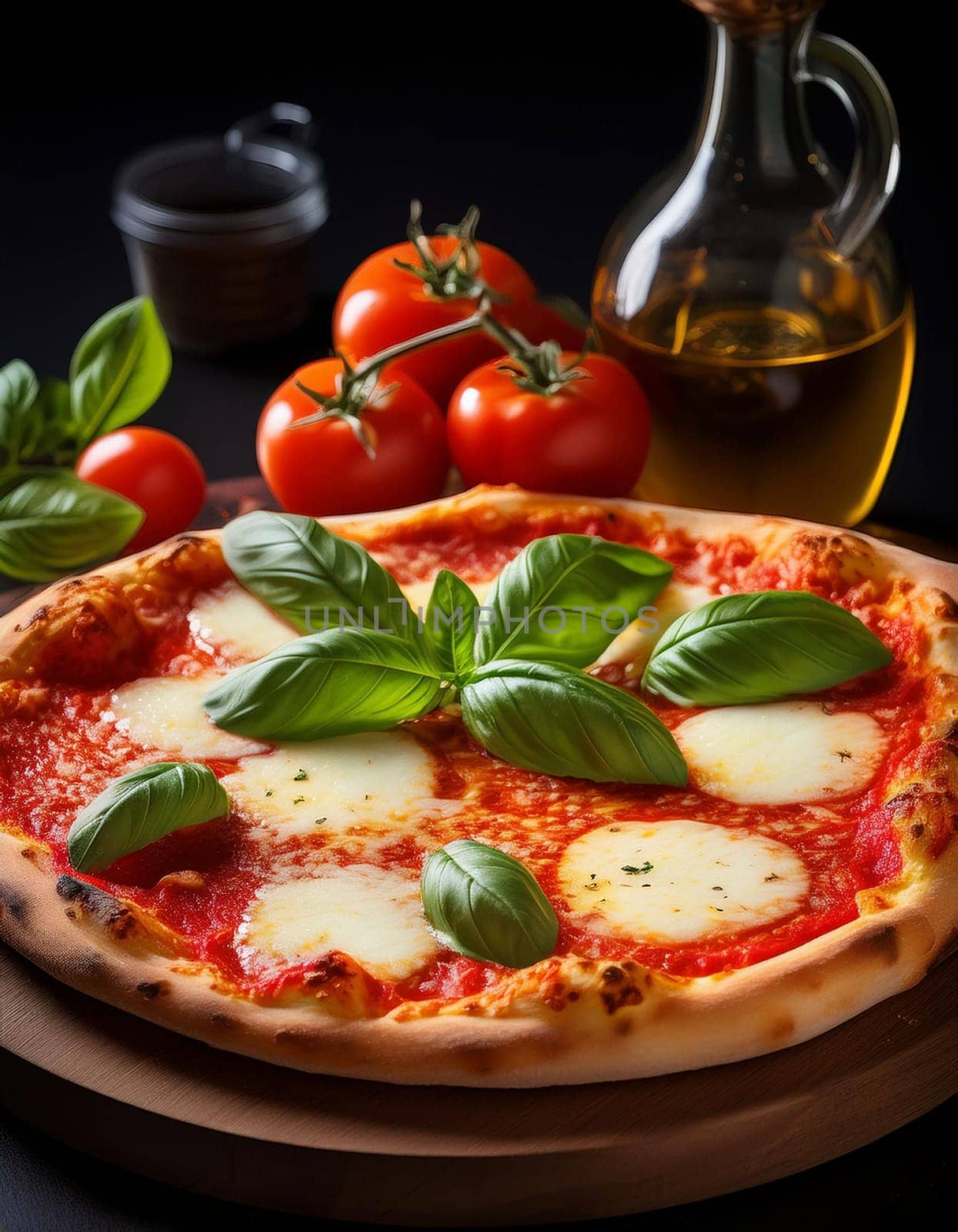 pizza margherita baked food, AI generated image
