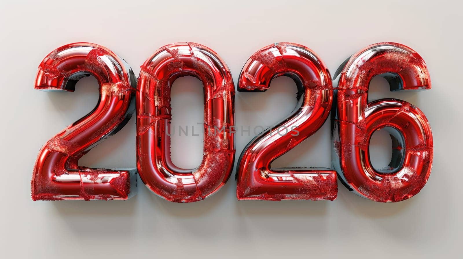 Bright red balloon numbers representing 2026 stand out against a simple background, embodying excitement and anticipation for the upcoming year. These festive figures invite celebration and joy.