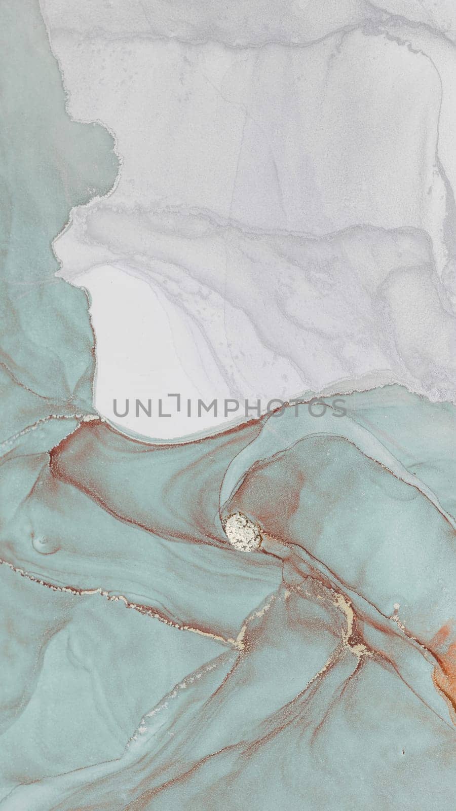 Swirling patterns of turquoise and soft white intertwine gracefully, enhanced by subtle golden detailing creating a calming and elegant abstract artwork perfect for modern decor.