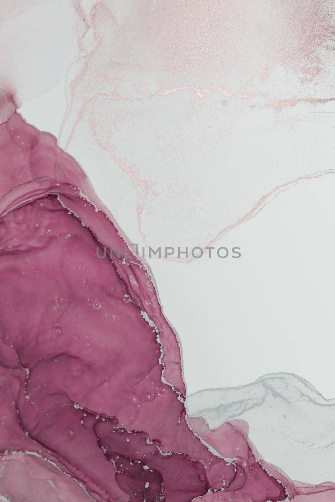 This artwork showcases a fluid composition of alcohol ink in gentle pink shades, blending with white tones, perfect for adding a touch of elegance to contemporary interiors.