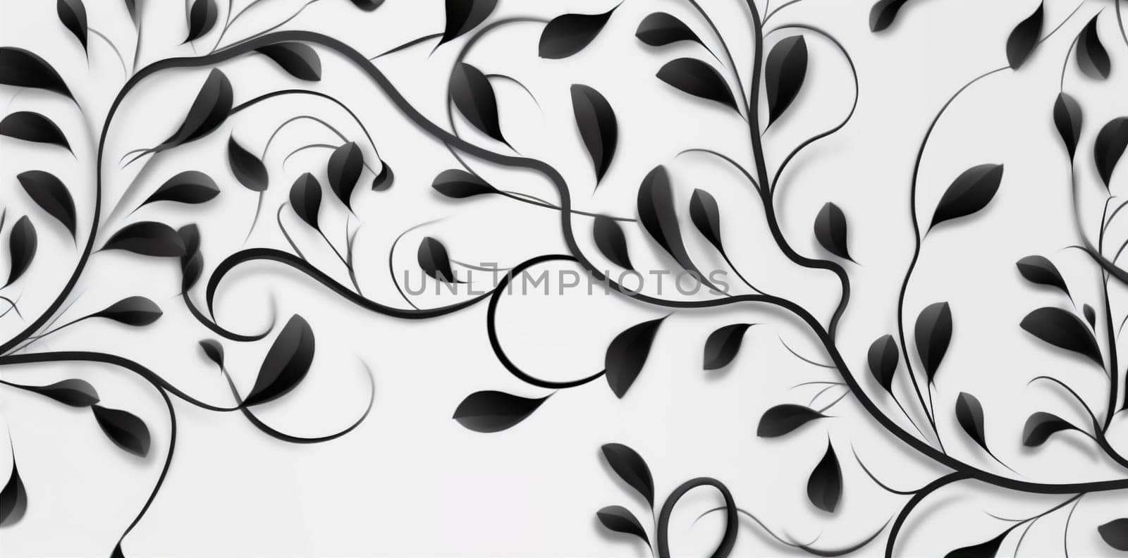 flower leaf decoration black plant design pattern illustration wallpaper floral. Generative AI. by Vichizh