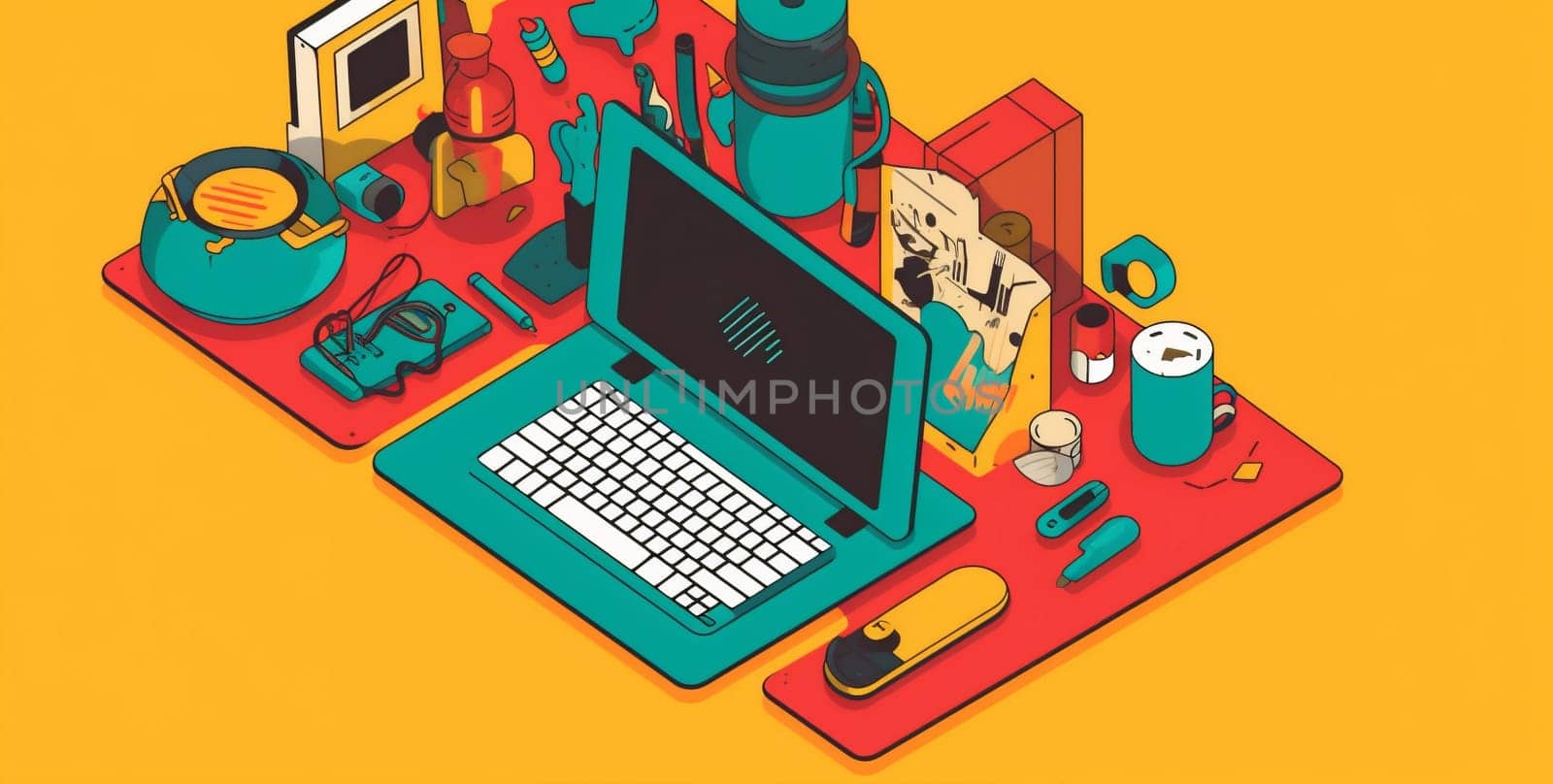 web technology computer colours background laptop concept desktop business gadget design. Generative AI. by Vichizh