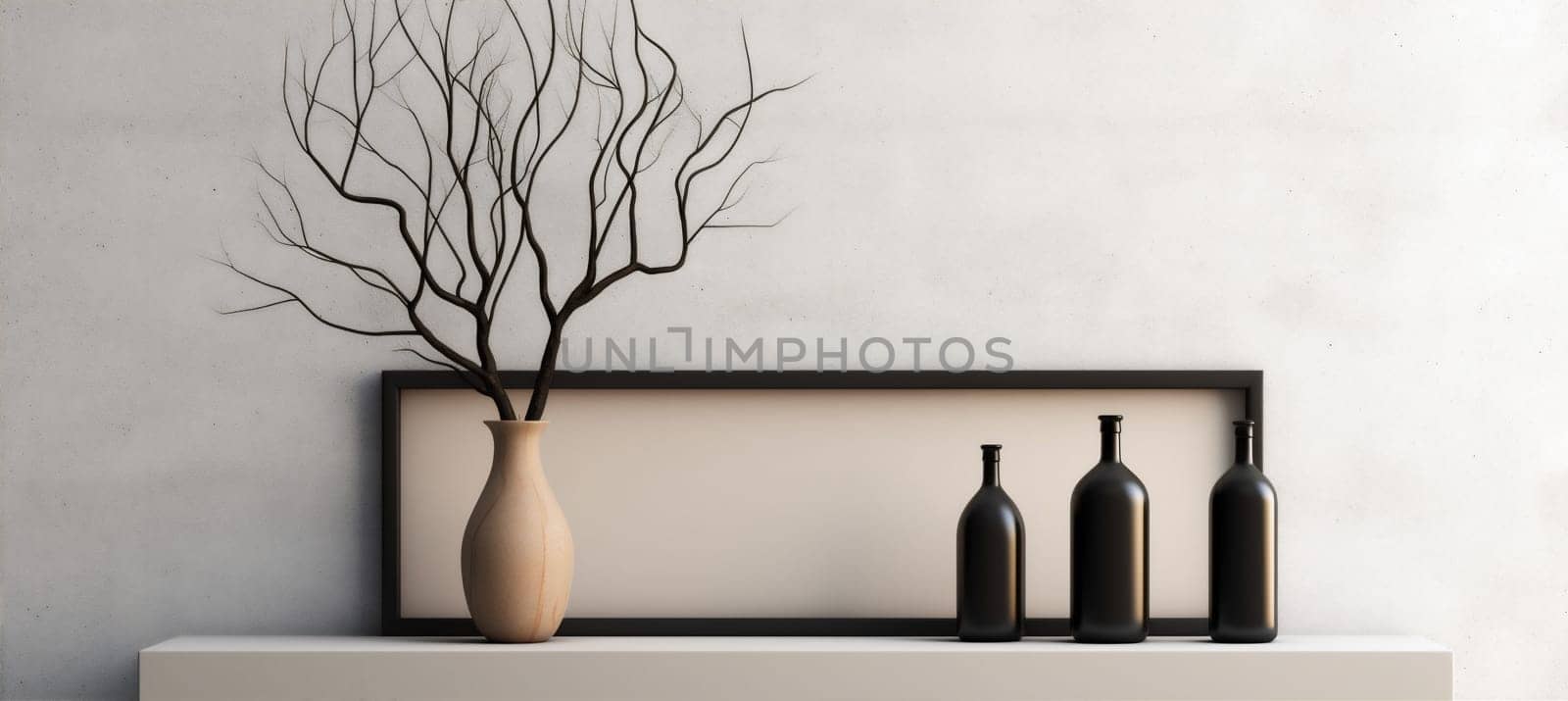 branch product blank cosmetic natural bottle beauty background nature layout tree tree. Generative AI. by Vichizh