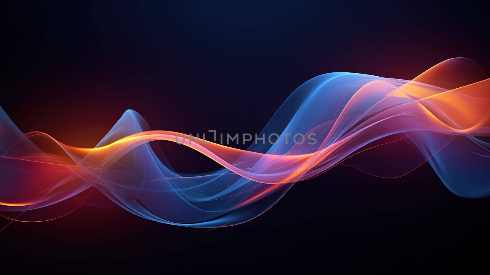 Abstraction colorful waves and lines on a black background, abstract concept