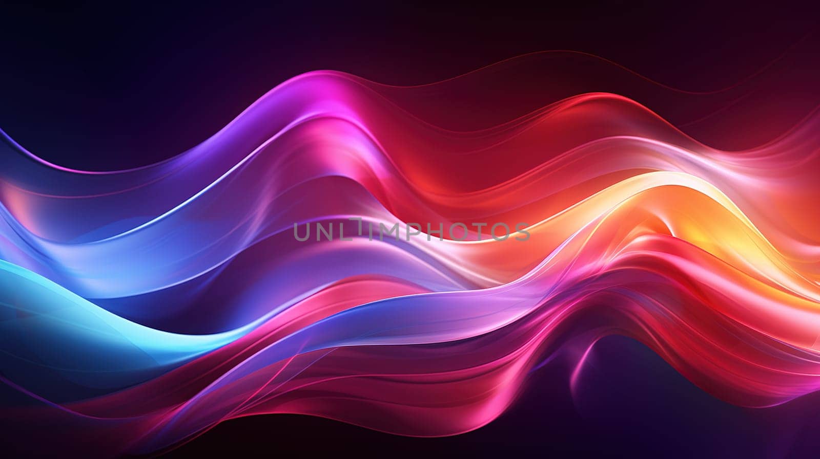 Abstraction colorful waves and lines on the black background, abstract concept by Kadula