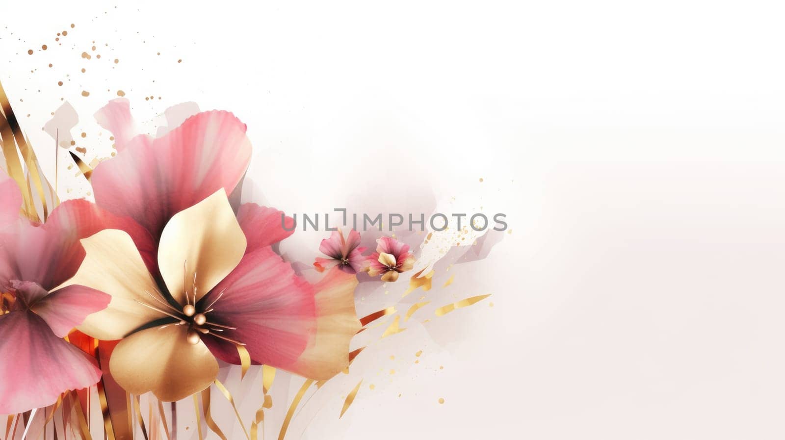 Watercolor abstract design for background of wedding or buzzy social media banner on white background generative AI