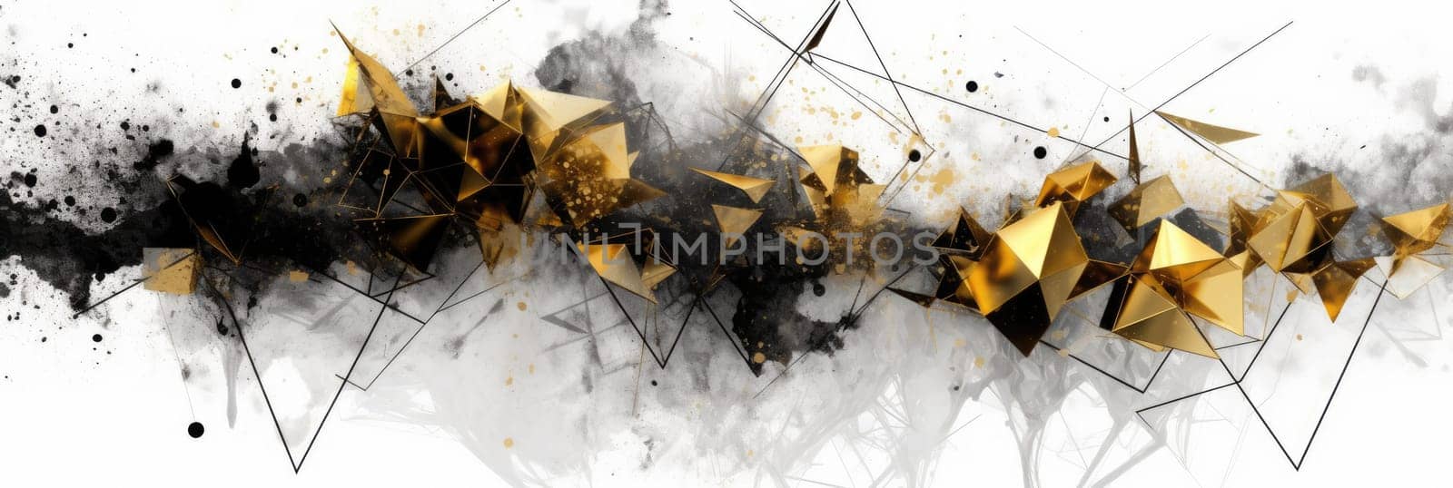 Abstract watercolor artwork mixed with buzzy geometric shapes for background of social media banner generative AI image