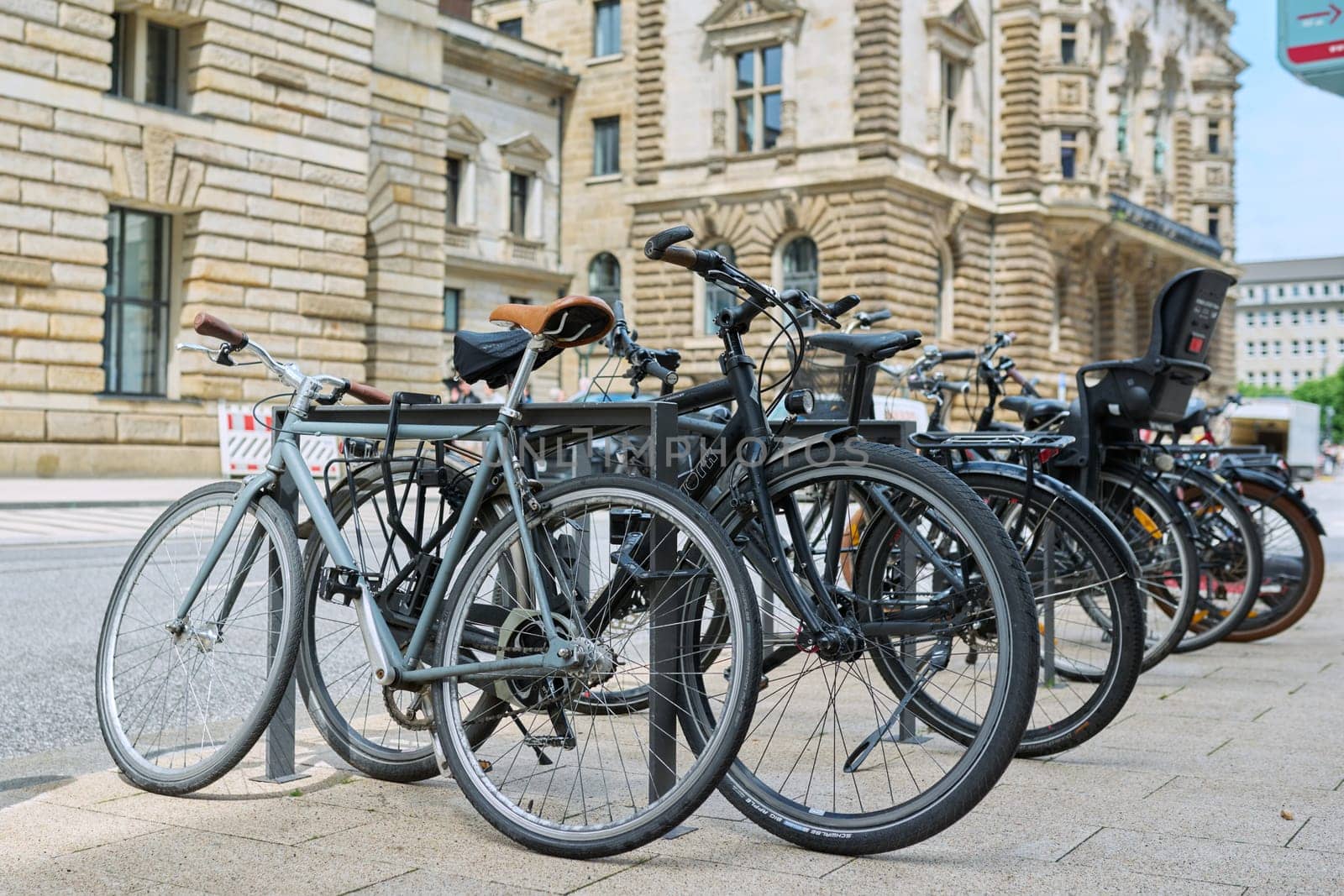 Hamburg, Germany, 1.08.2023, Hamburg streets, architecture, roads, transport, parked bikes by VH-studio