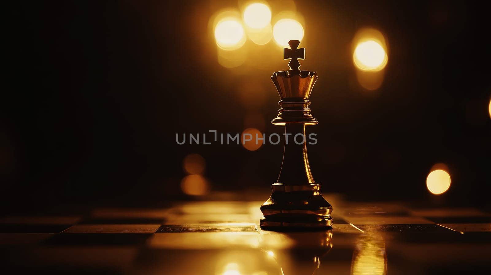A chess piece is sitting on a checkered board..