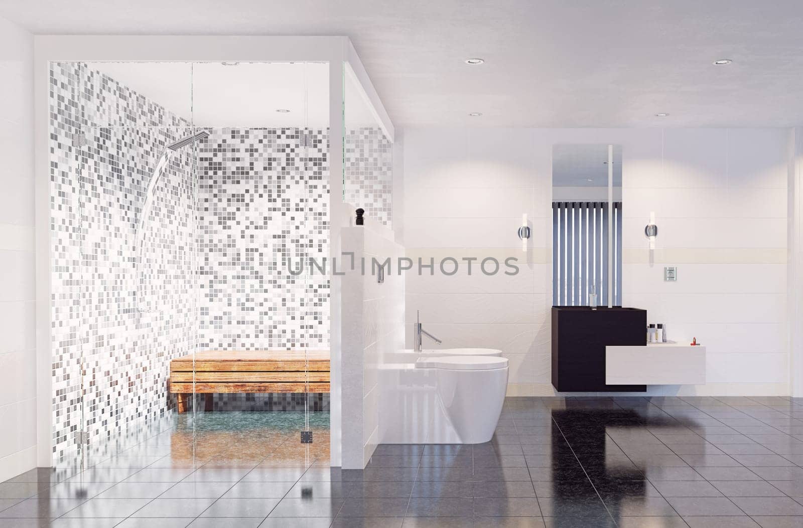 modern bathroom interior. 3d rendering design