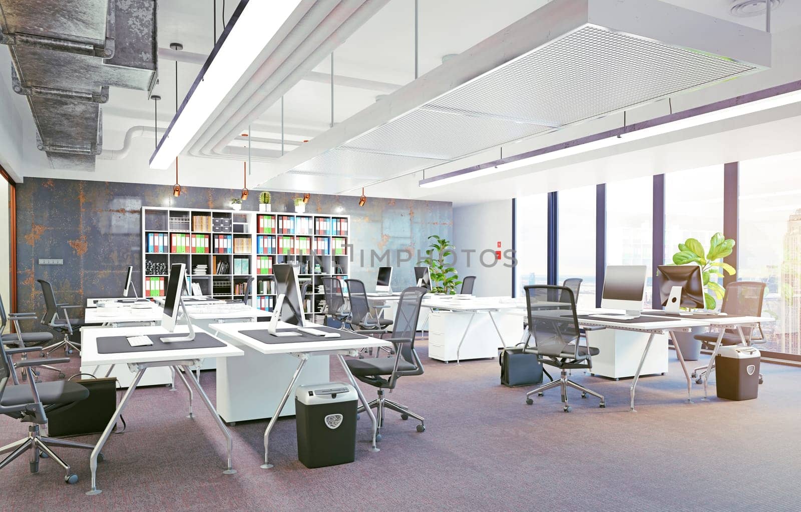 modern office interior, 3d rendering concept design