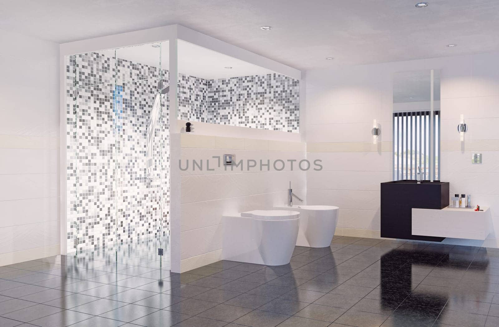 modern bathroom interior. 3d rendering design