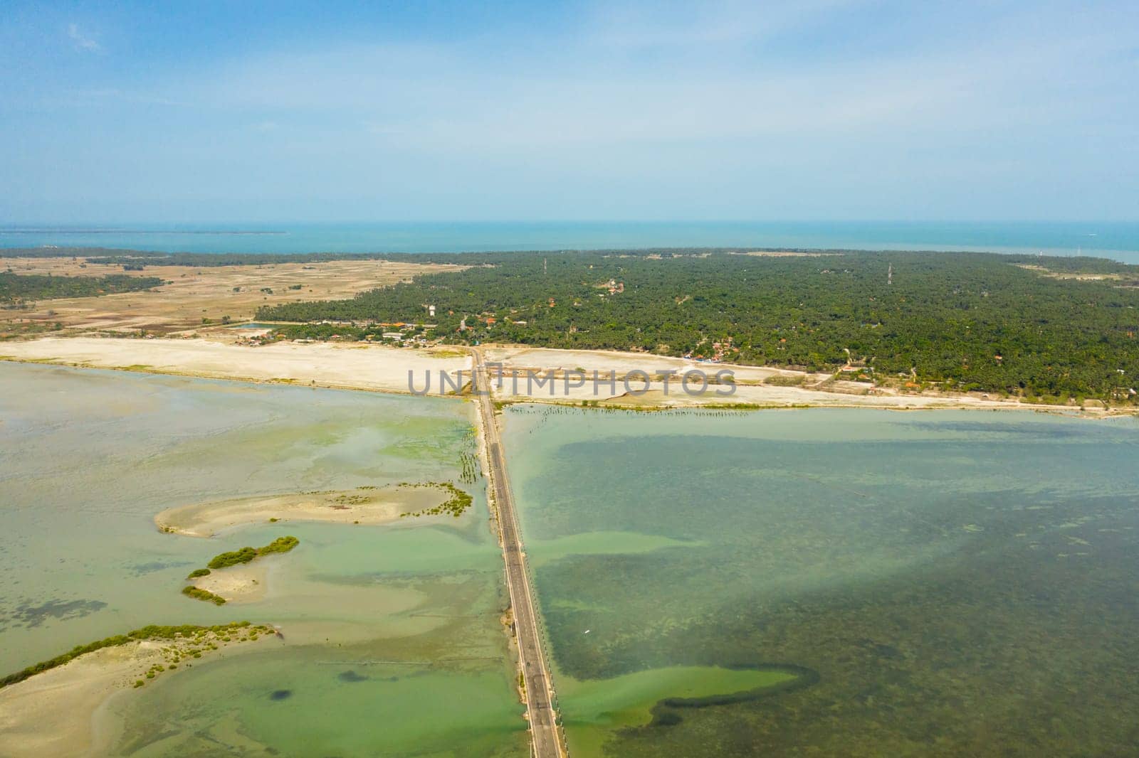 The road between the islands through shallow water. Jaffna- Manipay - Karainagar Rd, Sri Lanka.