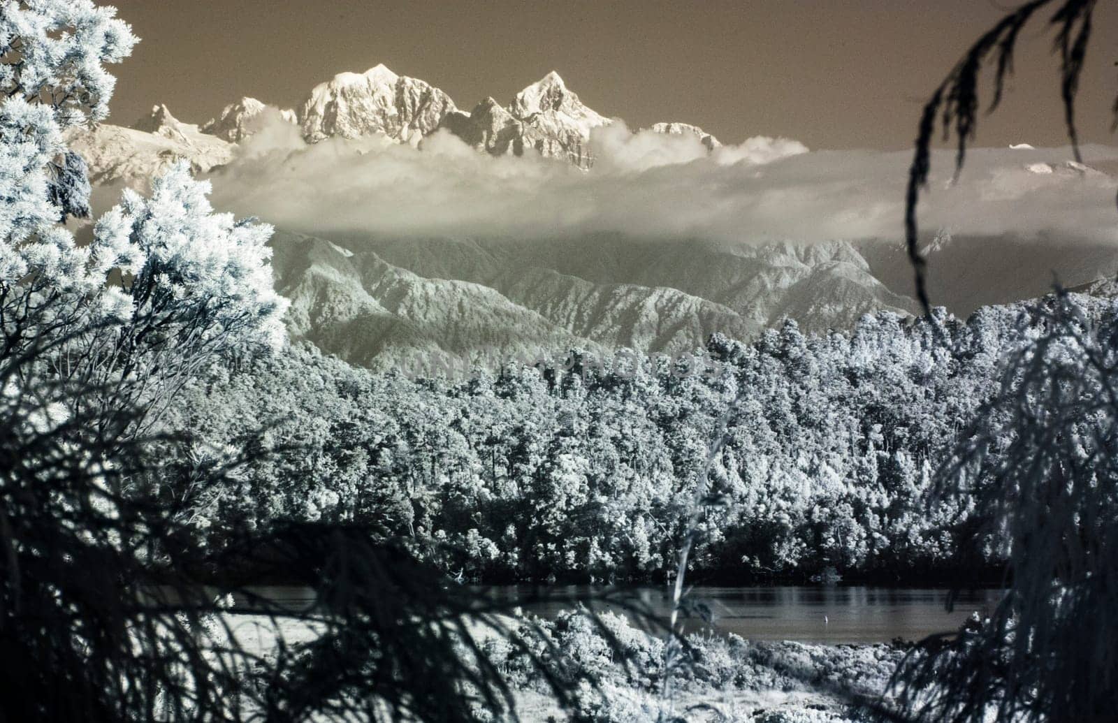 Okarito Lagoon is a coastal lagoon on the West Coast of New Zealand's South Island. It is the largest unmodified coastal wetland in New Zealand. Captured at 720 nm infrared