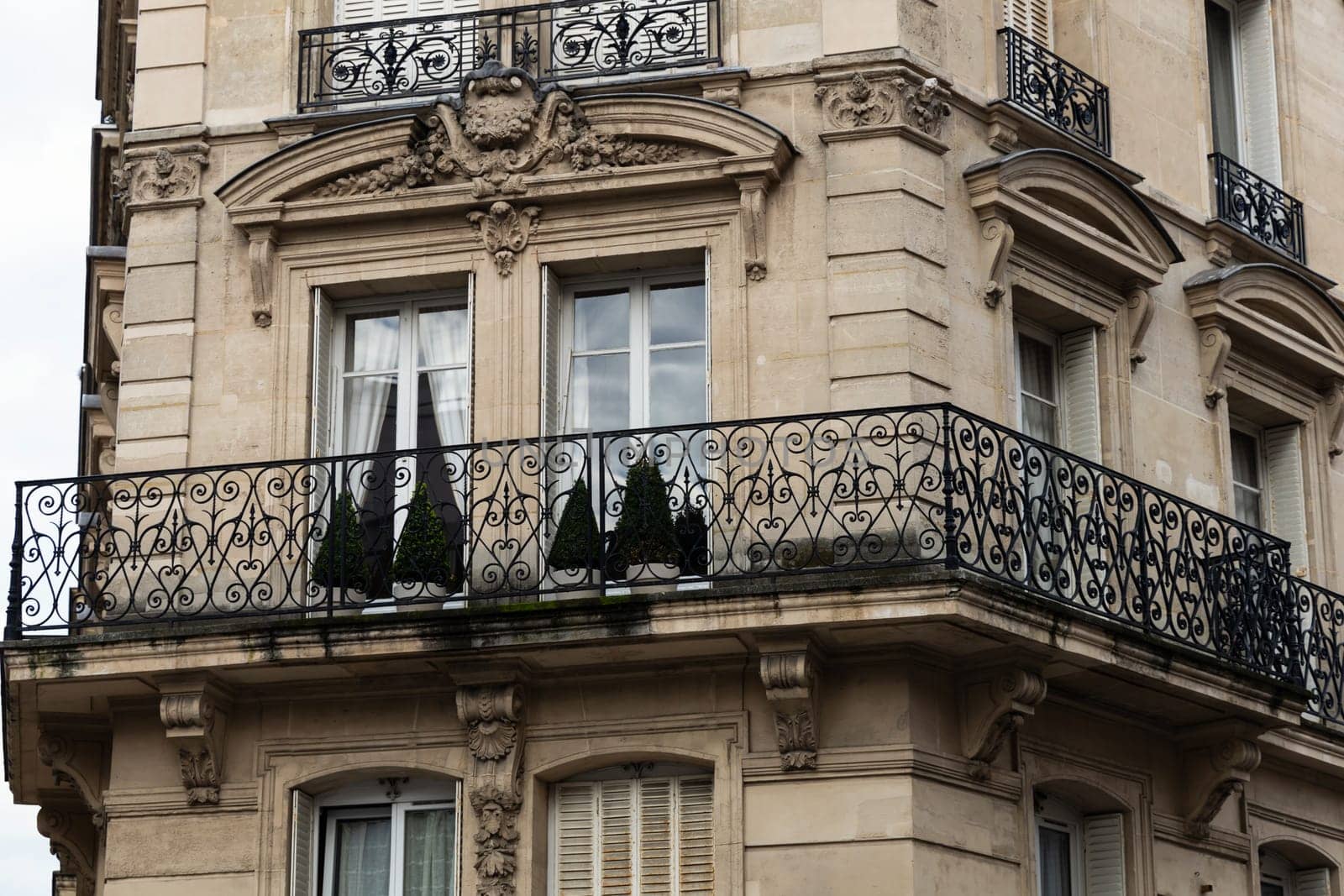Facade of residential building in Paris, France. High quality photo