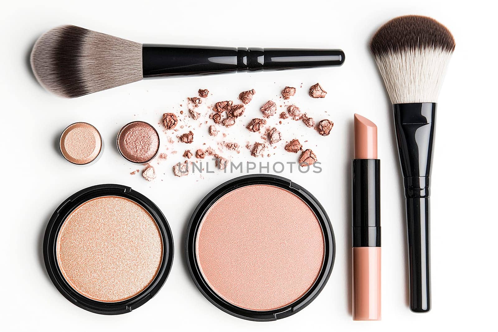 Eyeshadows in crushed color palette. Isolated