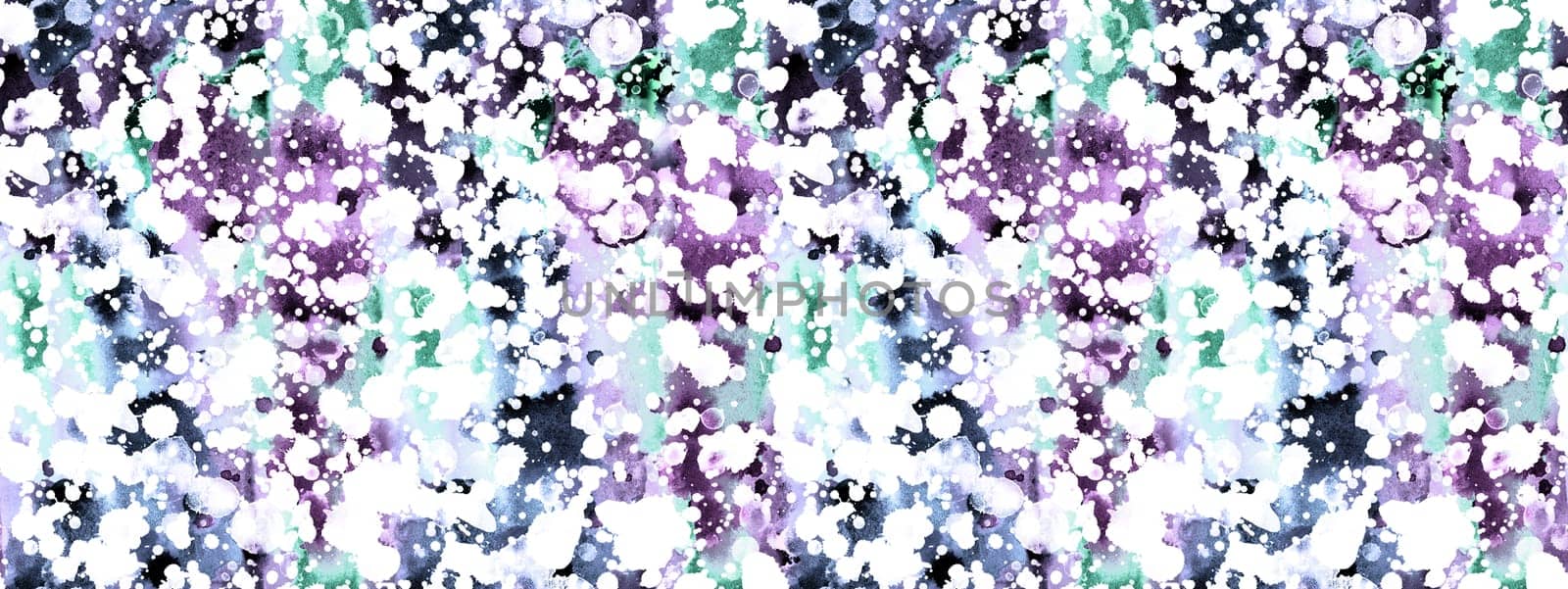 Seamless pattern with abstract creative blots and splashes painted with gouache for paint box design