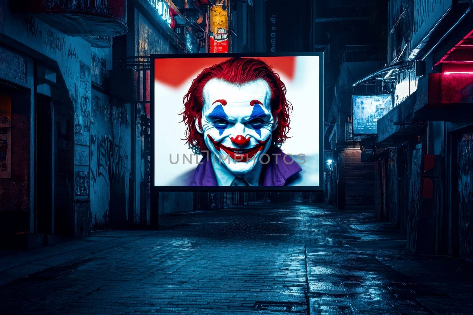 advertisement billboard for happy fools with joker on April, Mockup billboard..