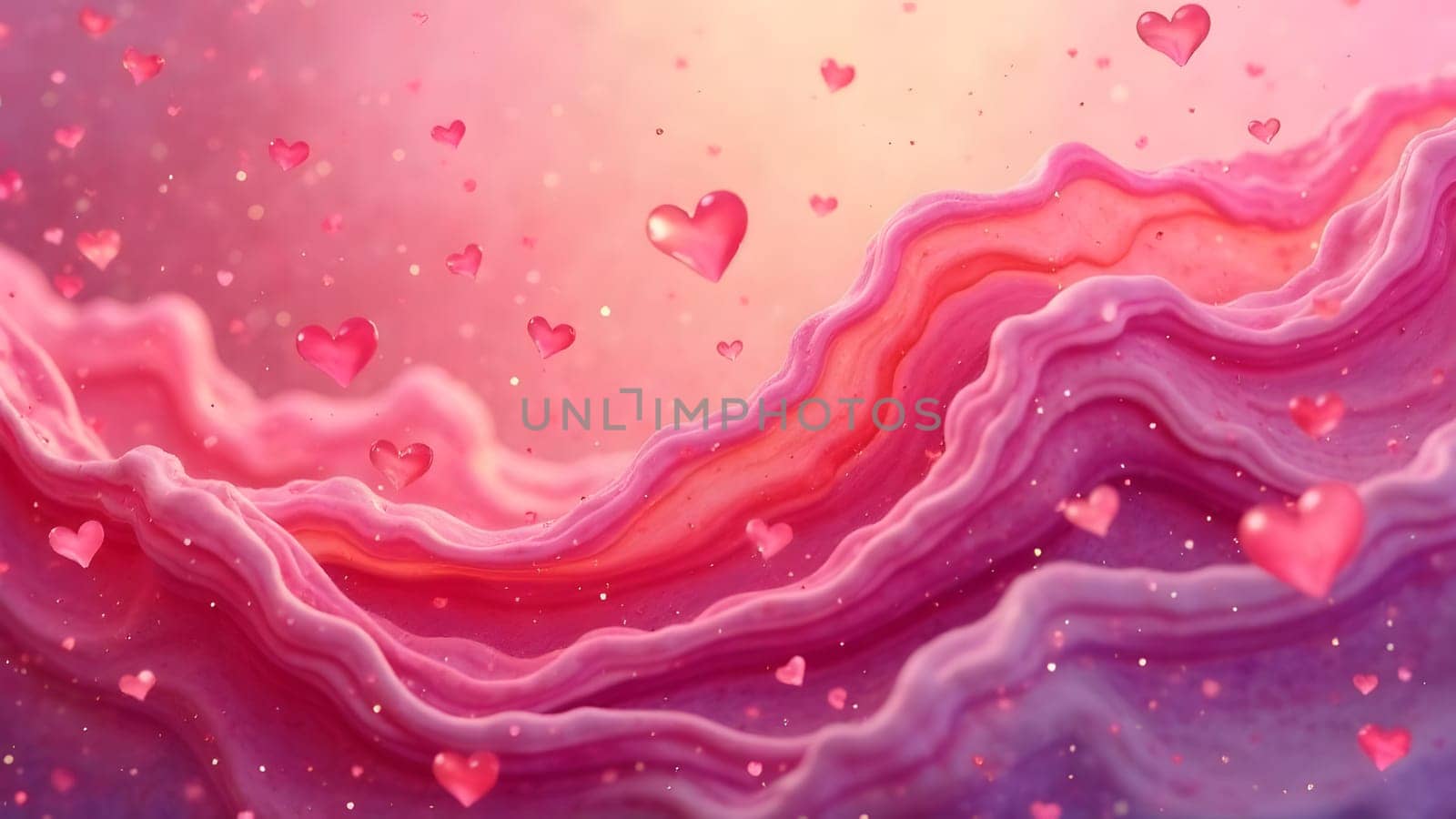 Gradient waves create smooth color transitions from rich pink to soft white tones, adding a sense of dynamism and depth. High quality photo
