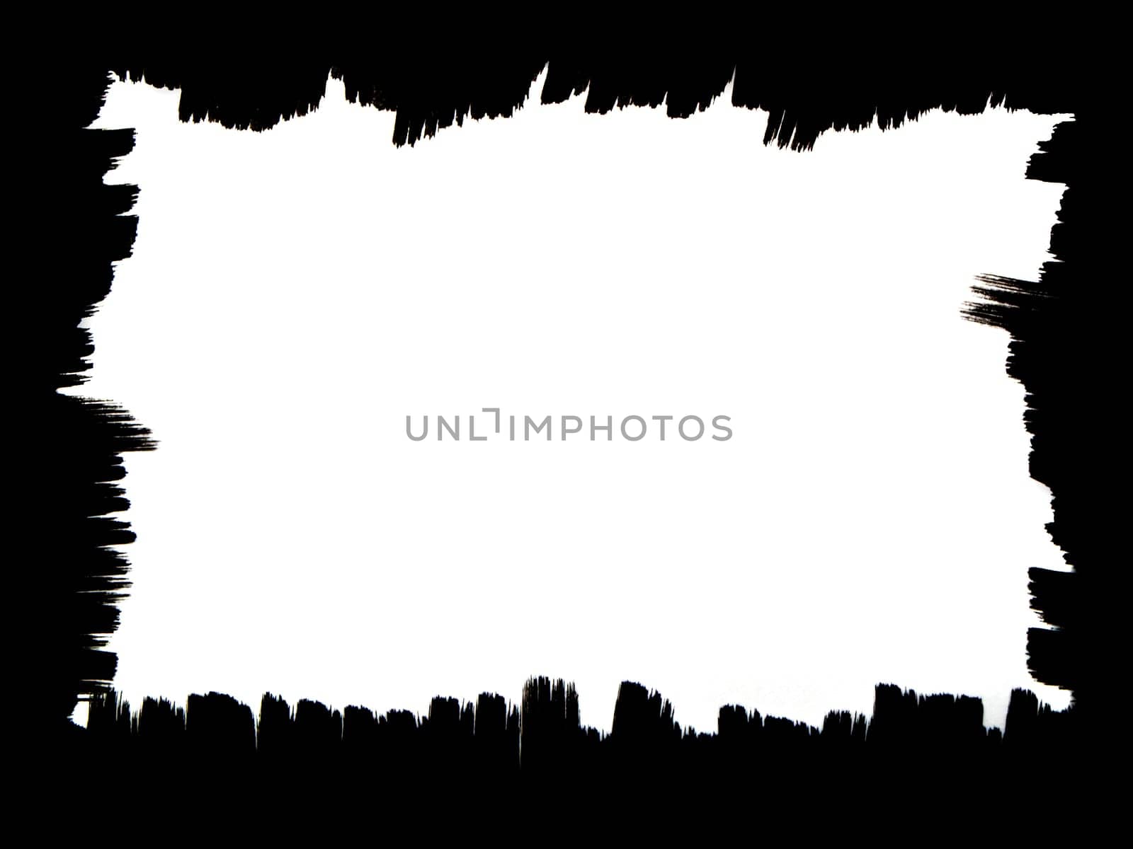 Frame made of short jagged black brush strokes on a white background.
