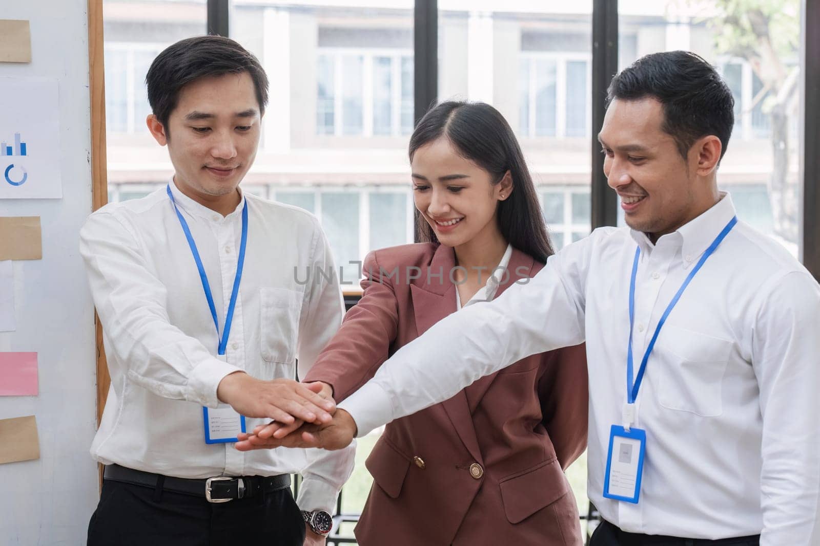 Businessmen working together to start a new project in work.