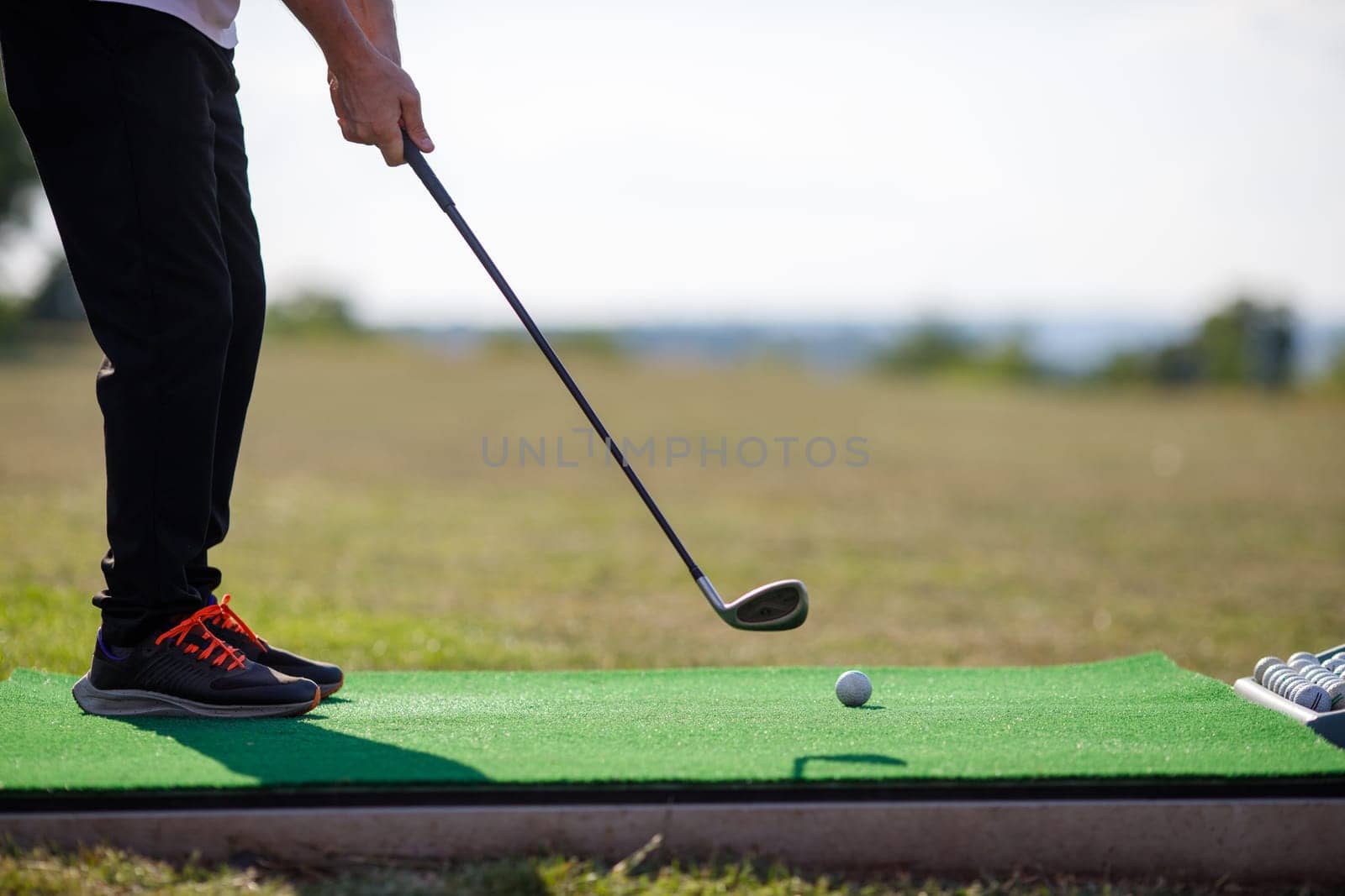 training on a golf driving range