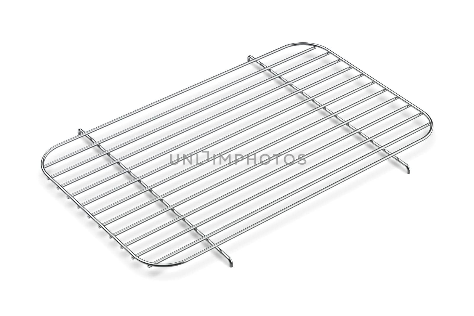 Empty metal oven grid on white background