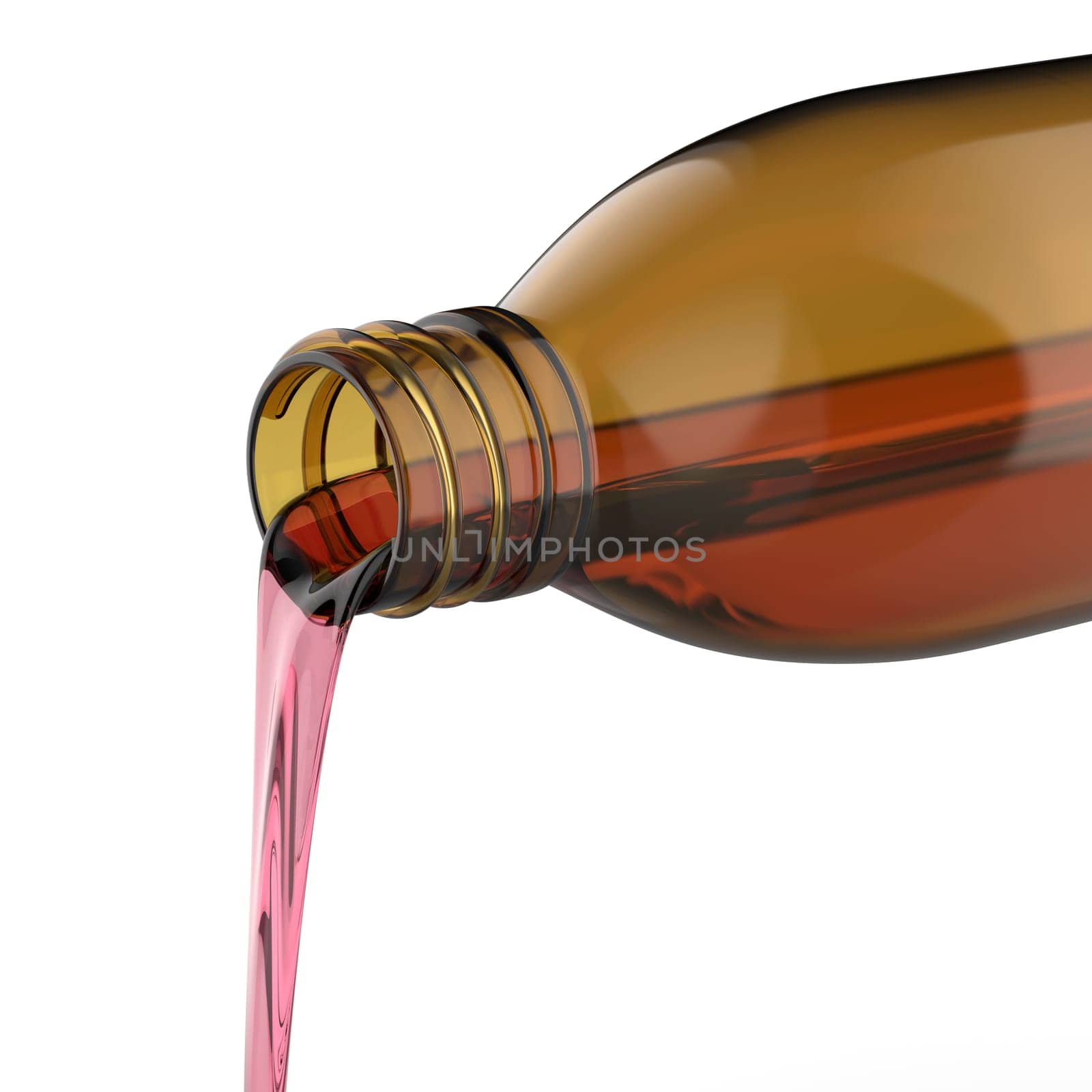 Pouring cough medicine syrup from the amber glass bottle