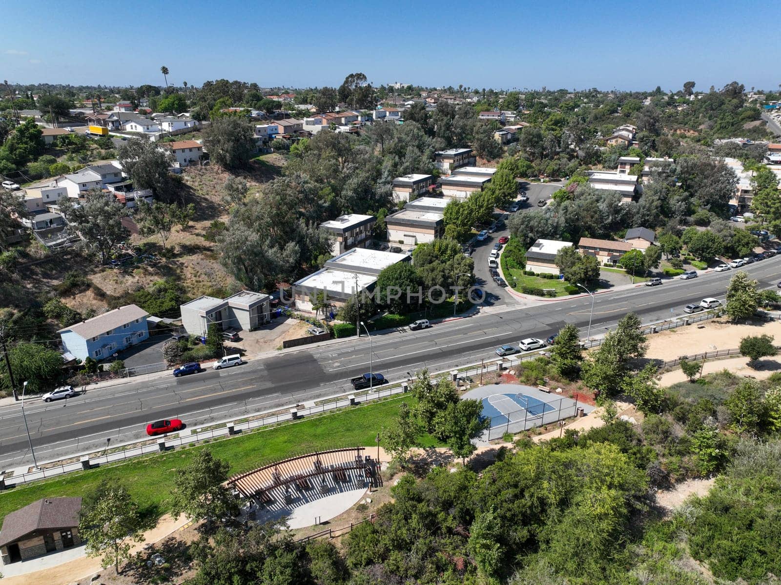 Aerial view of South San Diego residential neighborhood by Bonandbon