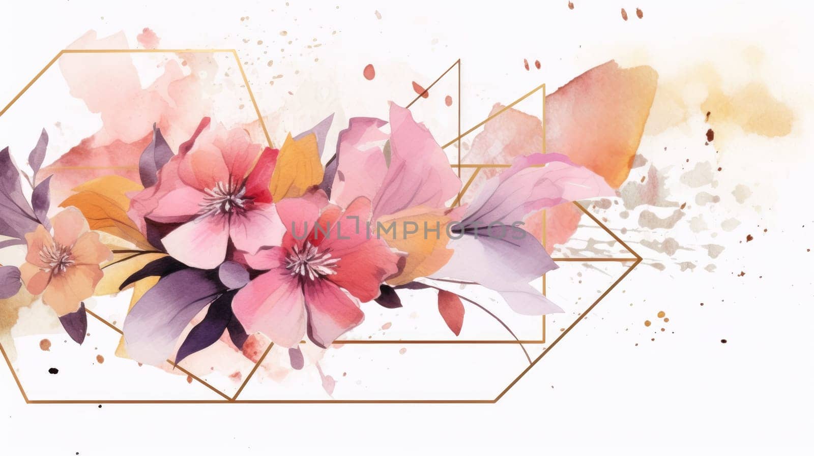 Watercolor abstract design for background of wedding or buzzy social media banner generative AI