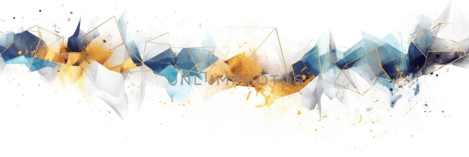 Abstract watercolor artwork mixed with buzzy geometric shapes for background of social media banner generative AI image