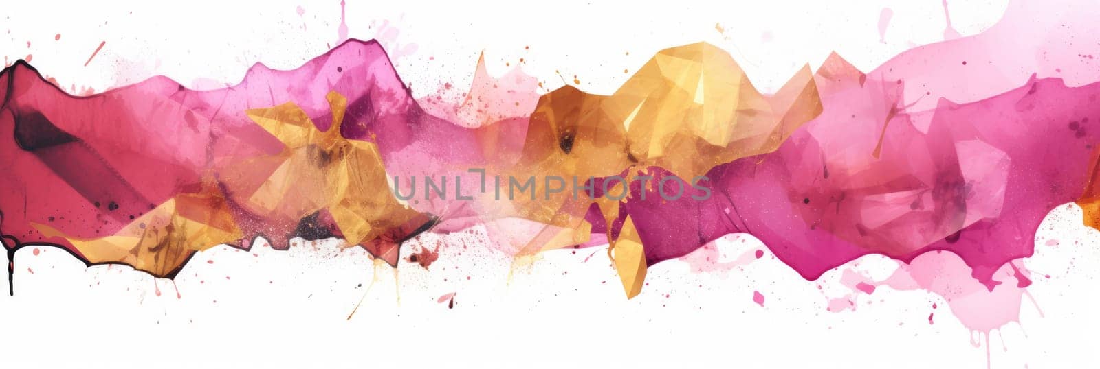 Abstract watercolor artwork mixed with buzzy geometric shapes for background of social media banner generative AI image