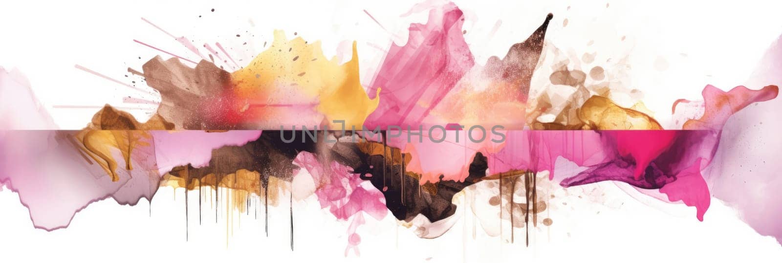 Abstract watercolor artwork mixed with buzzy geometric shapes for background of social media banner generative AI image