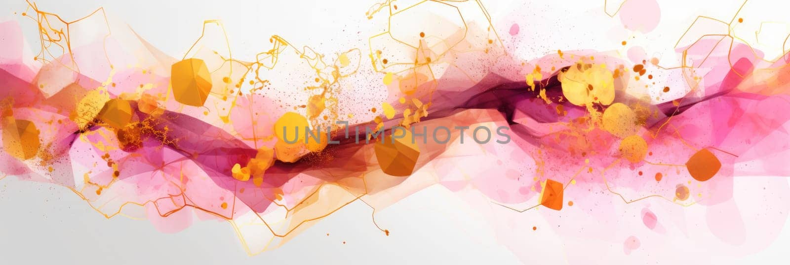 Abstract watercolor artwork mixed with buzzy geometric shapes for background of social media banner generative AI image