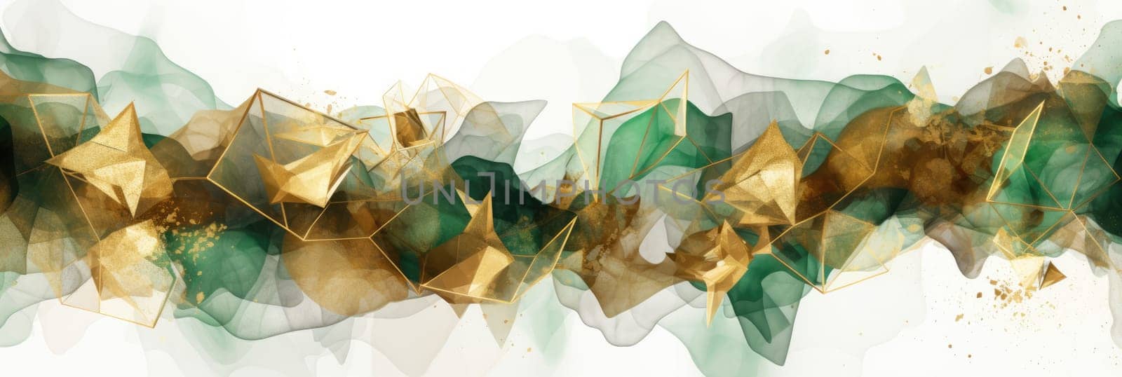 Abstract watercolor artwork mixed with buzzy geometric shapes for background of social media banner generative AI image