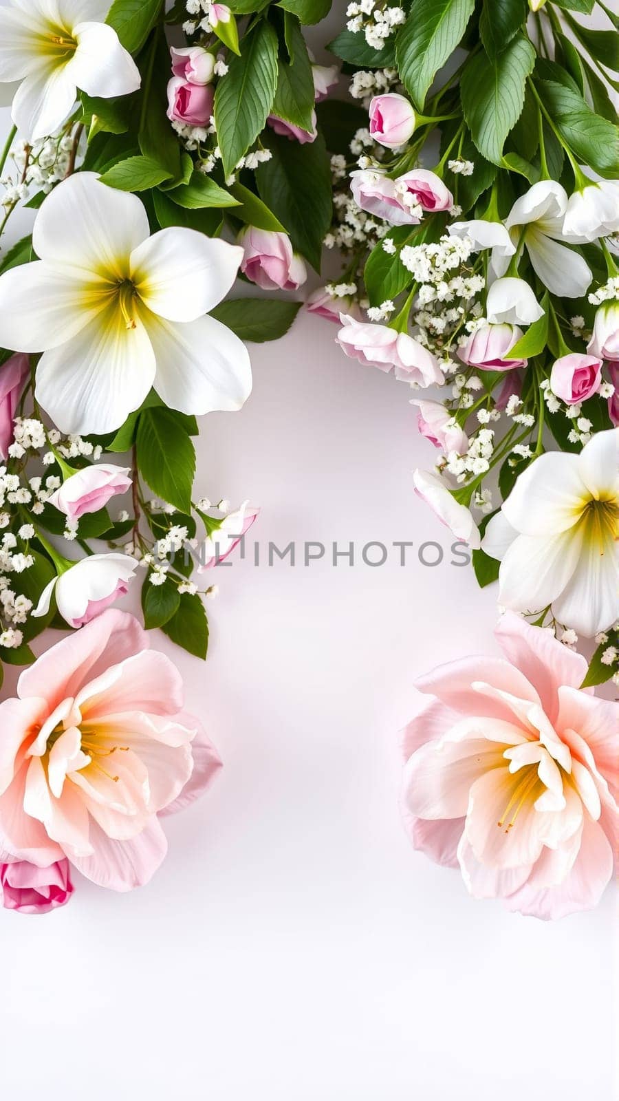 Frame surrounded by spring flowers. High quality photo