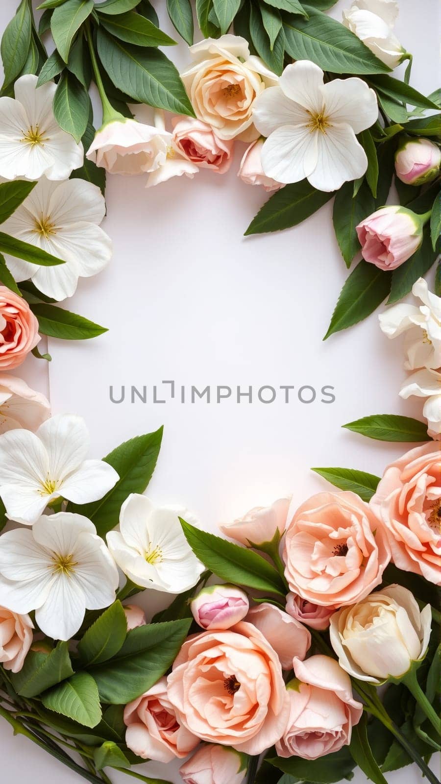 Frame surrounded by spring flowers. High quality photo