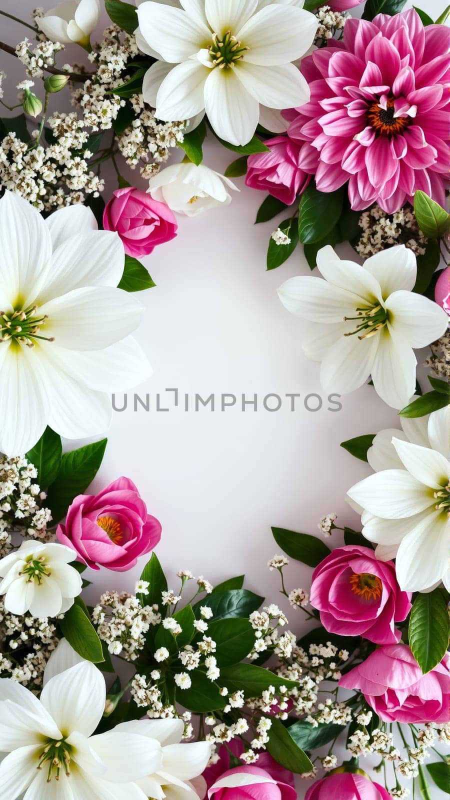 Frame surrounded by spring flowers. High quality photo
