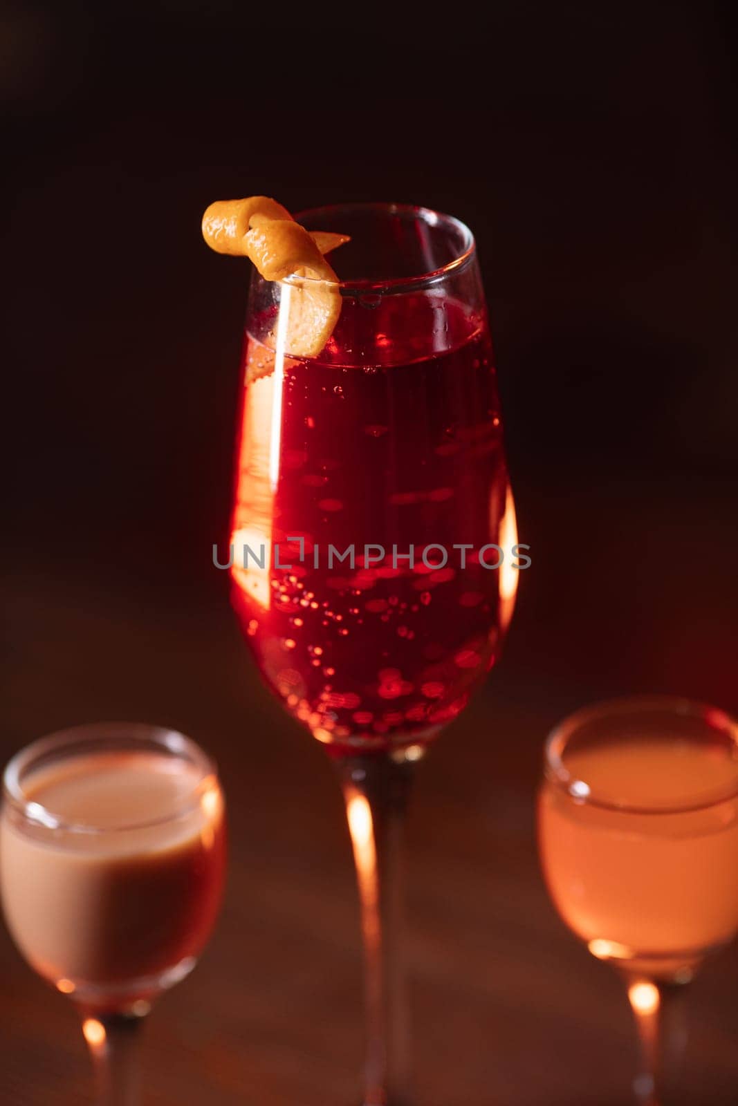 A beautiful bright cocktail. Restaurant. Delicious and beautiful