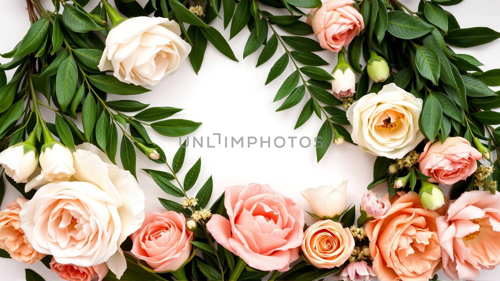 Frame surrounded by spring flowers. High quality photo