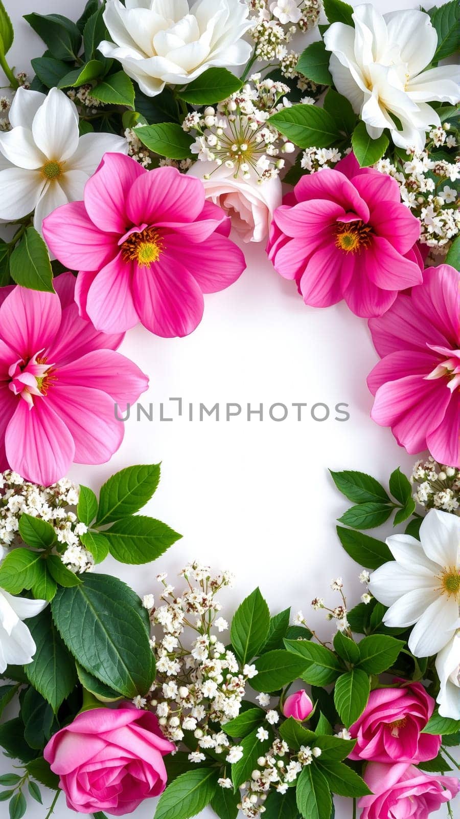 Frame surrounded by spring flowers. High quality photo