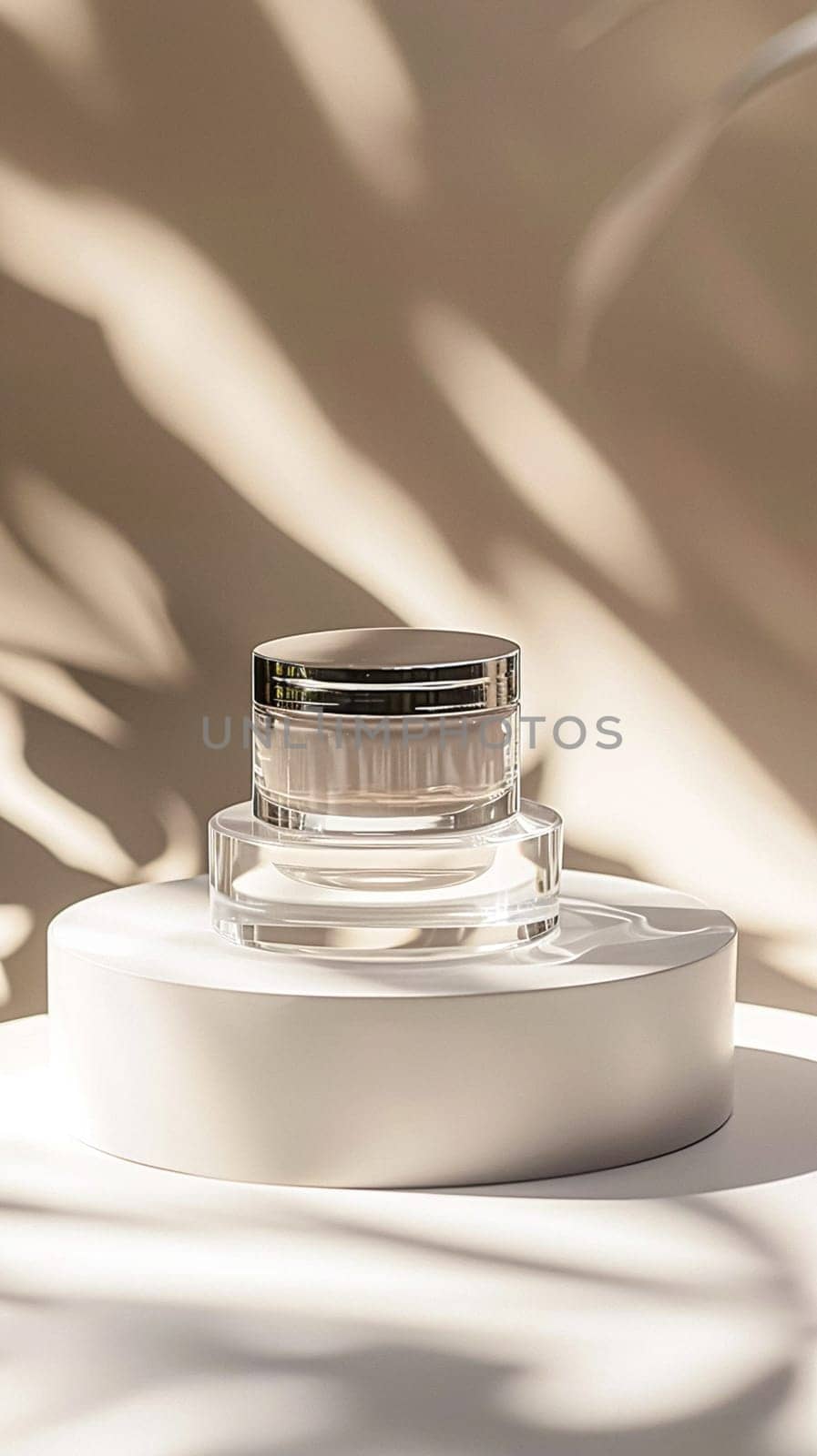 Cosmetic cream in a glass jar. Skin care concept. Background for beauty products