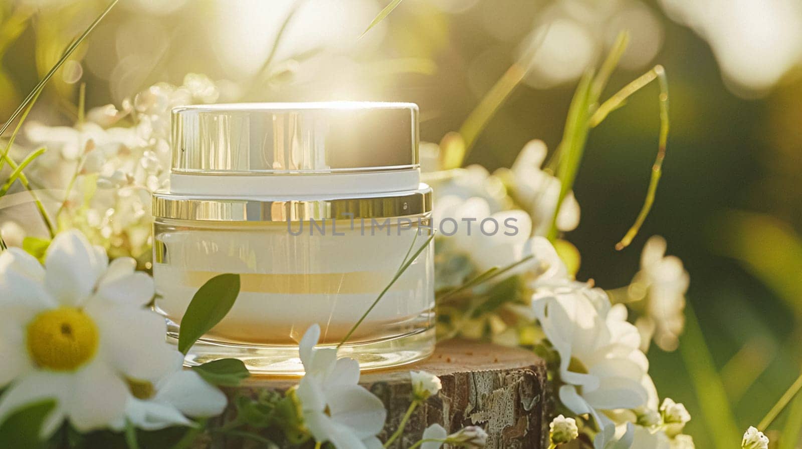 Cosmetic cream in a glass jar. Skin care concept. Background for beauty products